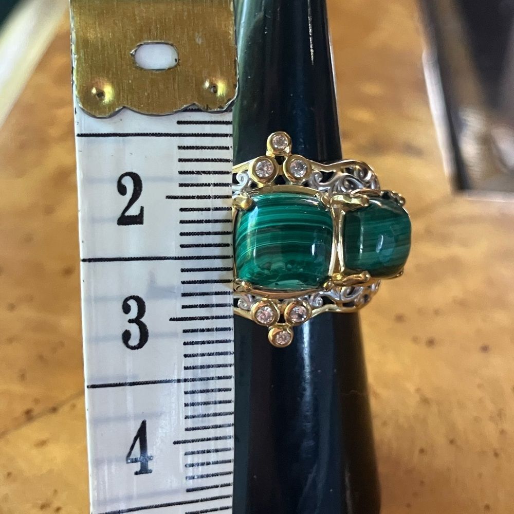 Natural Malachite Sterling Silver Ring Size 6 - Picture 7 of 9